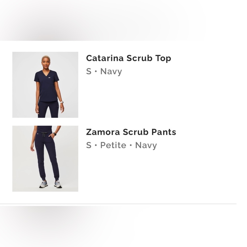 Figs Navy Catarina Scrub Top and Zamora Scrub Pants Set